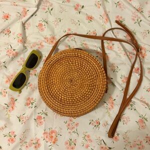 Chic Structured Rattan Circle Bag